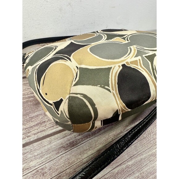 COACH Purse crossbody bag Black Gray and tan C Pattern Small Purse Hang Tag - Picture 10 of 15